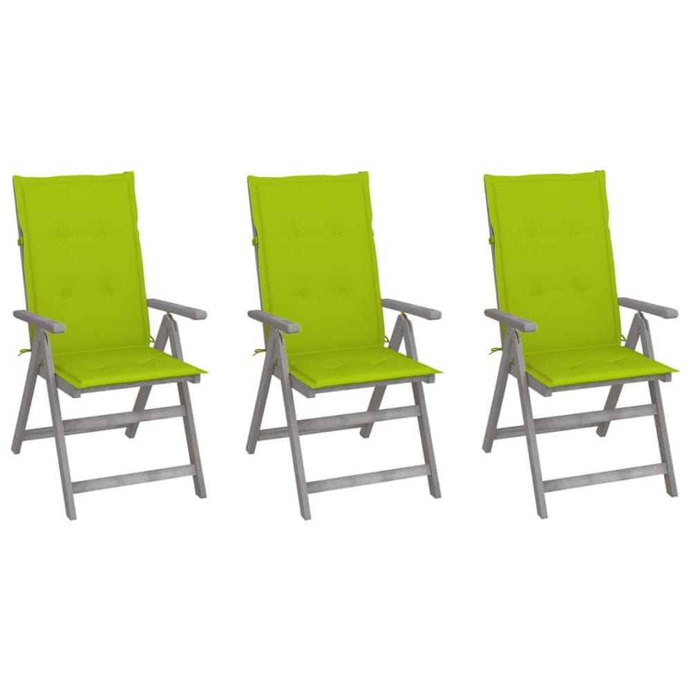 Vidaxl Záhradné sklápacie stoličky 3 ks s podložkami akáciový masív